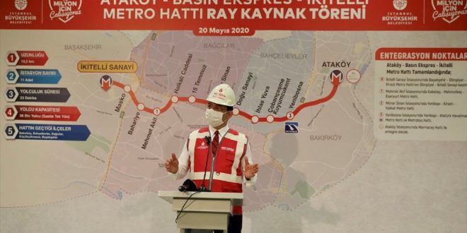 İkitelli-Ataköy metro hattında raylar döşeniyor