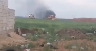 Suriye Rejimi TSK'ya ait buldozeri ATGM ile vurdu [VİDEOLU]