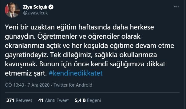 Bakan Selçuk okul sınavları için 