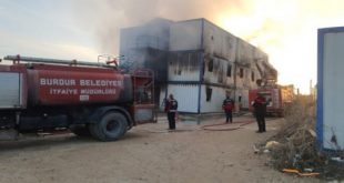 Burdur'da işçilerin kaldığı konteynerde yangın çıktı