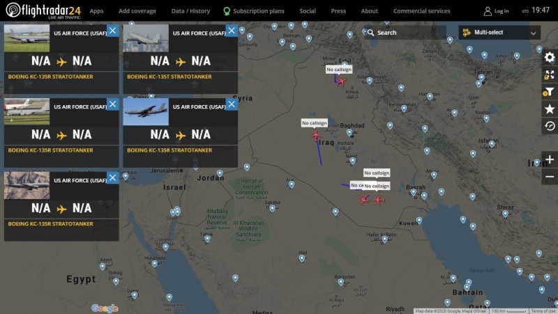 ABD’ye ait 5 tanker uçağın Irak üzerinde uçuşu