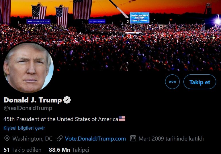 Trump , Twitter hesabı