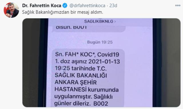 İlk aşıyı Bakan Koca oldu