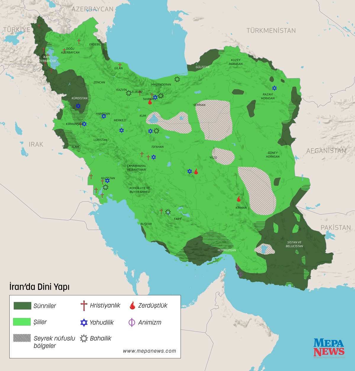 İran'da dini ve mezhebi yapı haritası