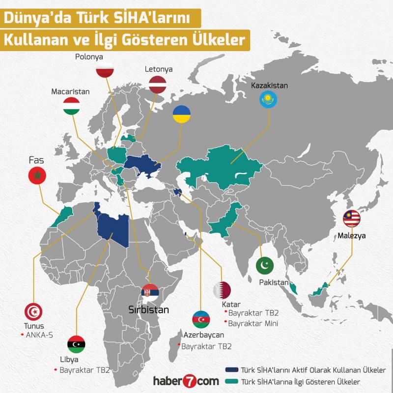 İşte Türk SİHA'larını kullanan ve ilgi gösteren ülkeler