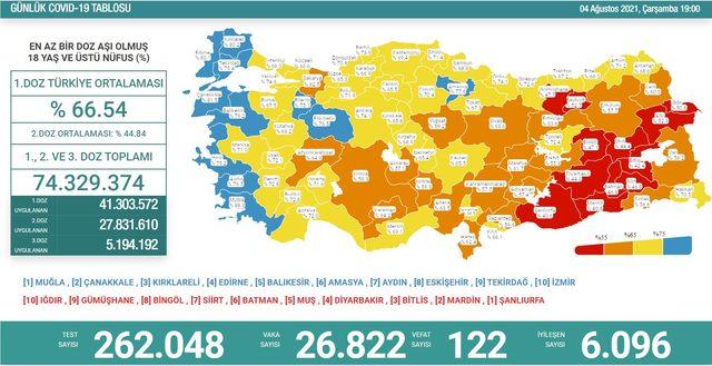 4 Ağustos Türkiye koronavirüs tablosu