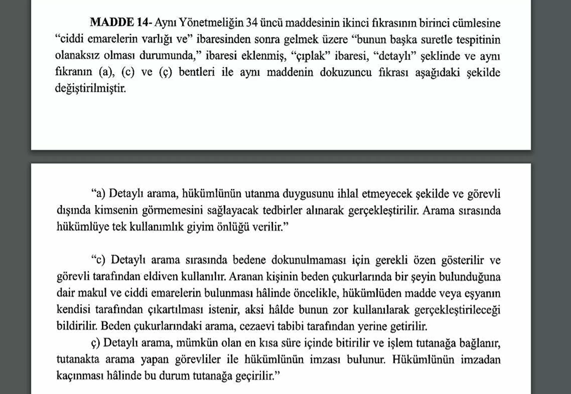 'Ciplak arama', 'Detaylı arama' ibaresi ile değişti!