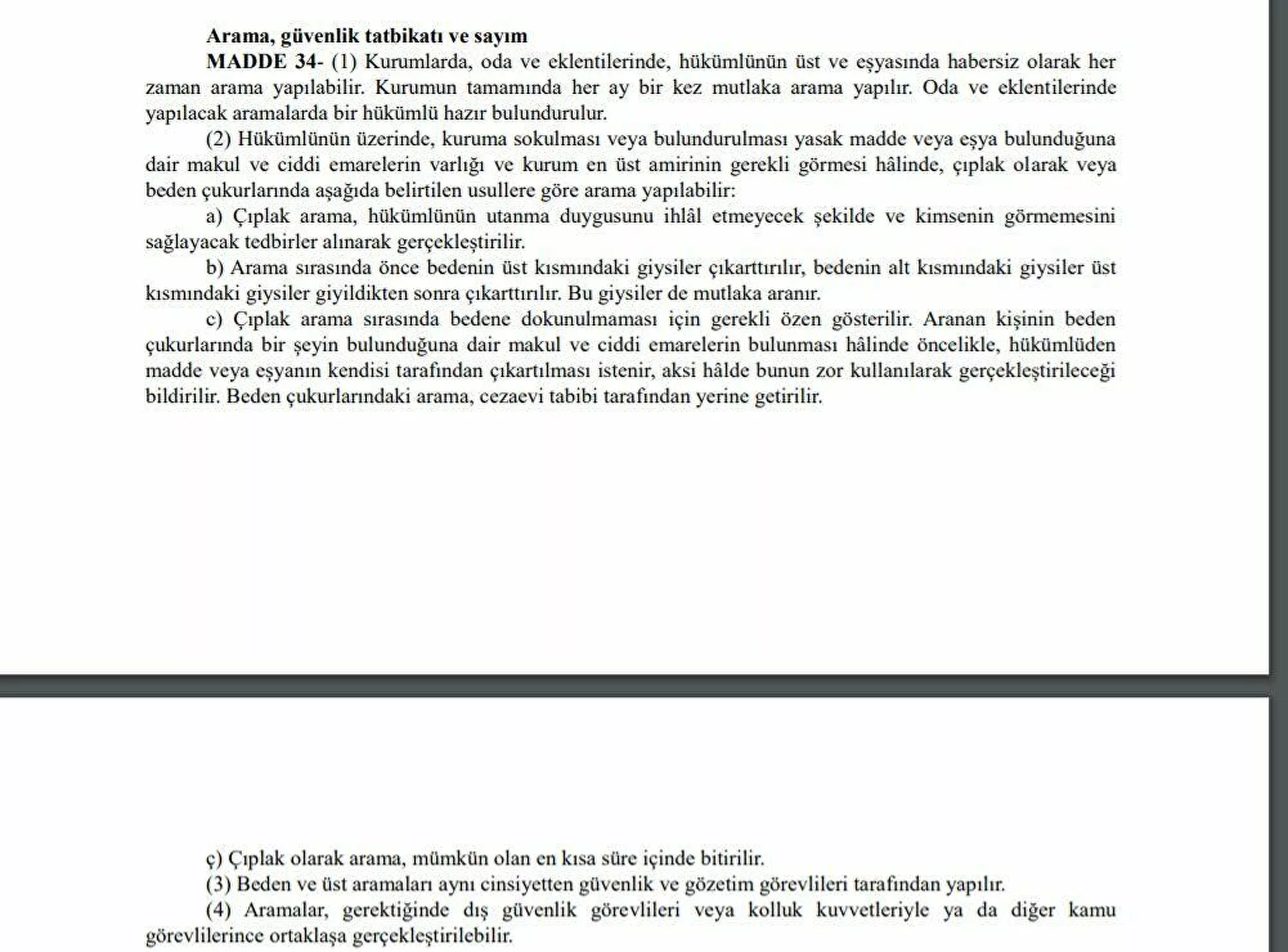 'Ciplak arama', 'Detaylı arama' ibaresi ile değişti!