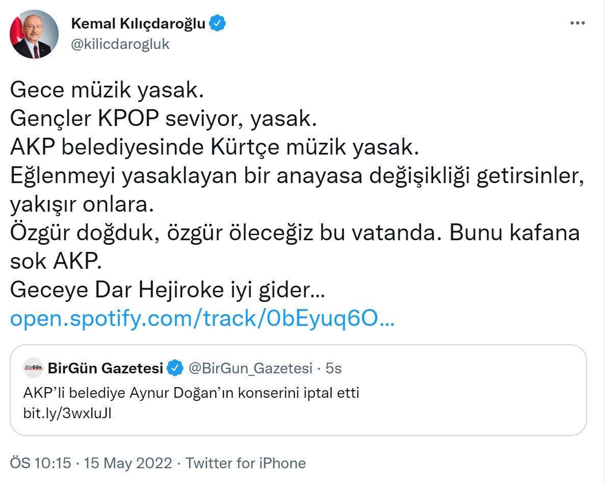 Kılıçdaroğlu'ndan Öcalan posteriyle konser veren şarkıcıya destek!