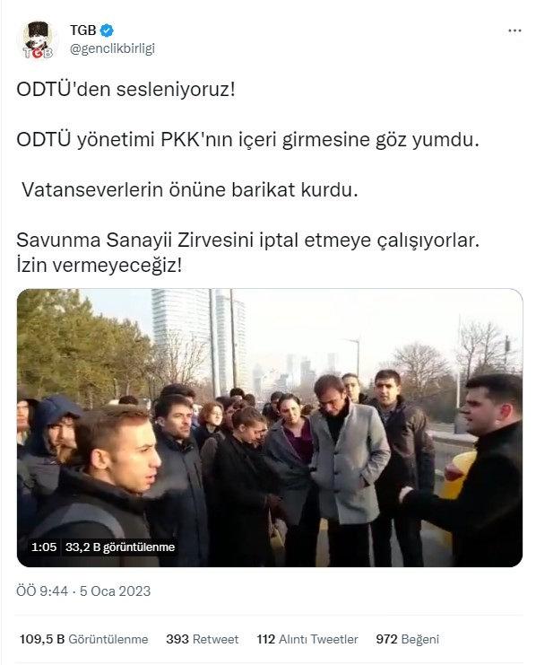 TGB'den ODTÜ'ye tepki: PKK'ya göz yumuldu!