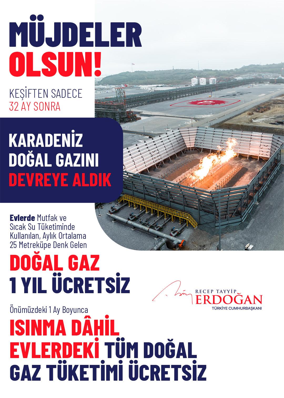 Karadeniz gazı ilk yıl herkese ücretsiz olacak!