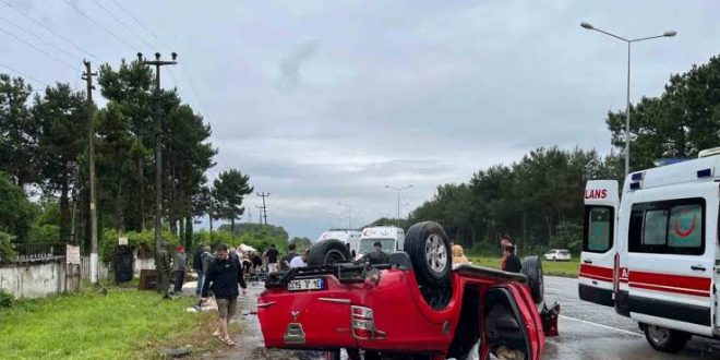 Lastiği patlayan araç takla attı: 1 ölü, 4 yaralı