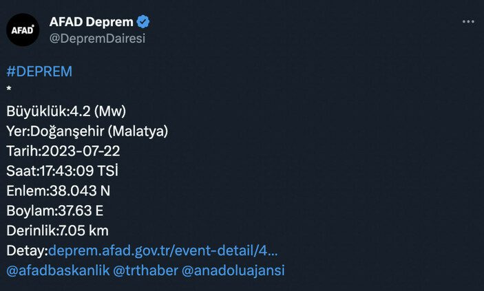 Malatya Doğanşehir'de deprem!