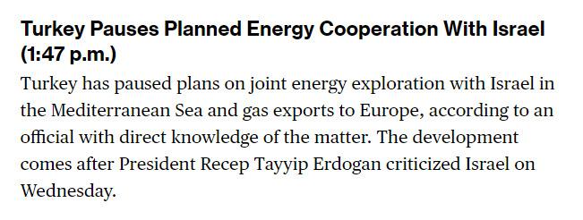 Türkiye, İsrail'le planlanan enerji işbirliklerini askıya aldı