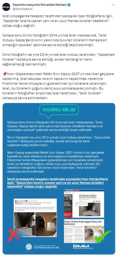 'Gazze'den İsrail'e uzanan tüneller' iddiası yalan çıktı