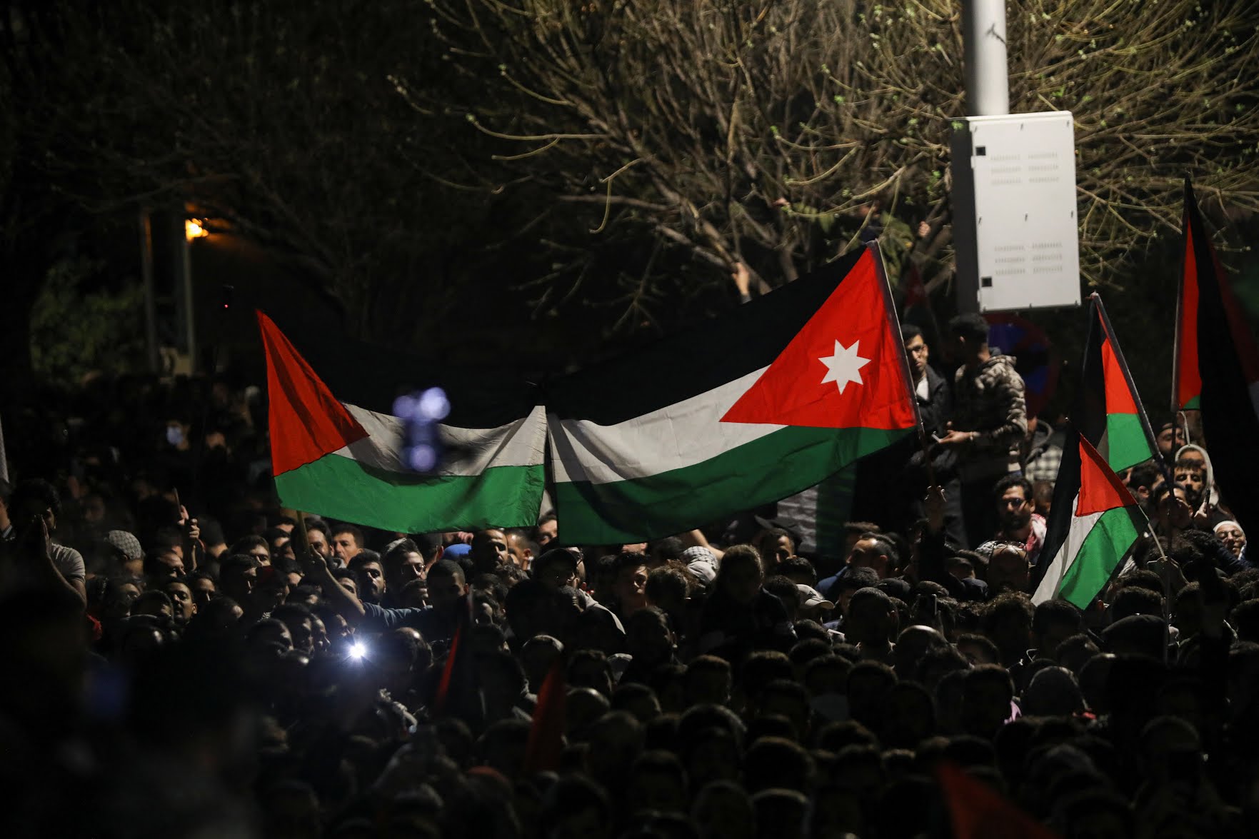 Protest in support of Palestinians in Gaza, near the Israeli embassy in Amman